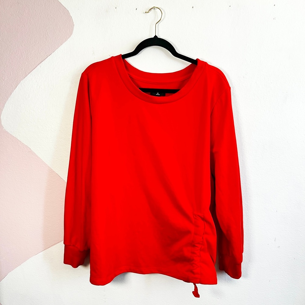 Jason Wu Womens Long Sleeve Scoop Neck Sweatshirt‎ Orange Size 1X